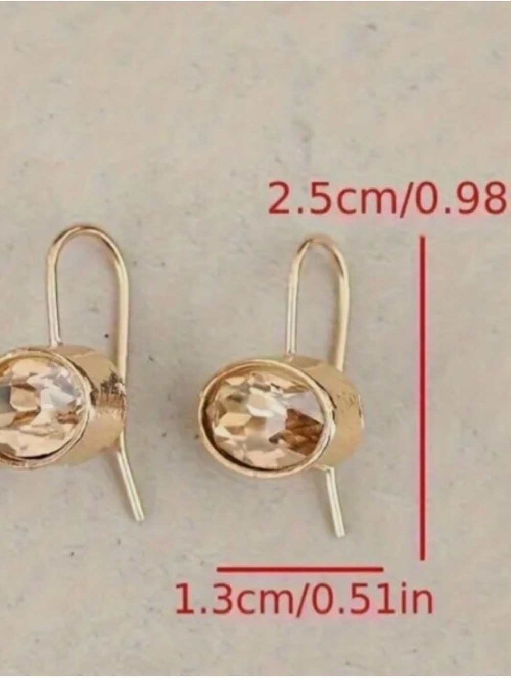 Costume Jewelry Gold-Tone Champagne Crystal Drop Earrings - Picture 3 of 3